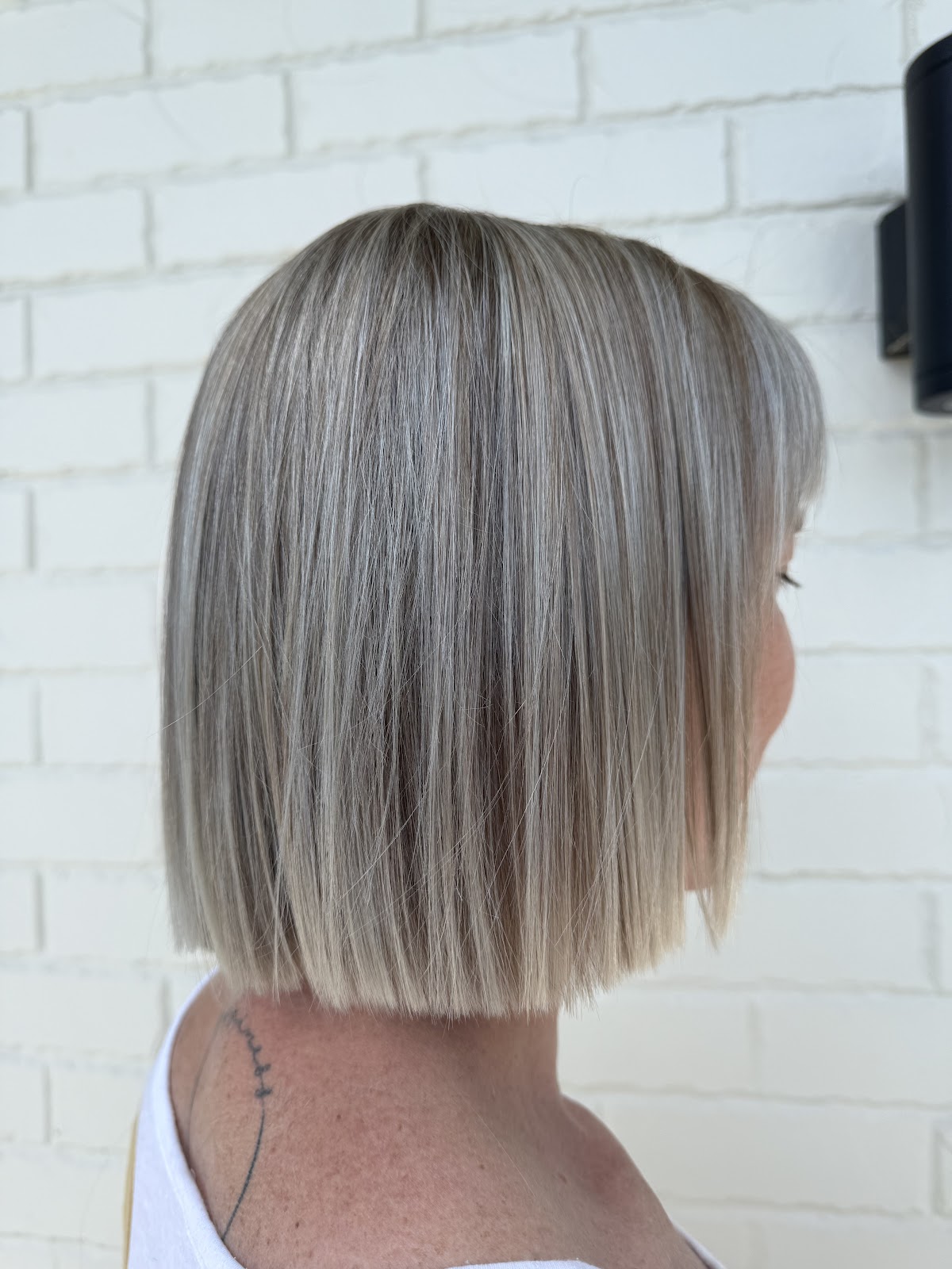 A blunt blonde bob